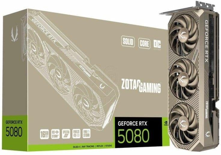 Tarjeta Gráfica Zotac Gaming GeForce RTX 5080 SOLID CORE OC 16GB GDDR7 Reflex 2 RTX AI DLSS4.5