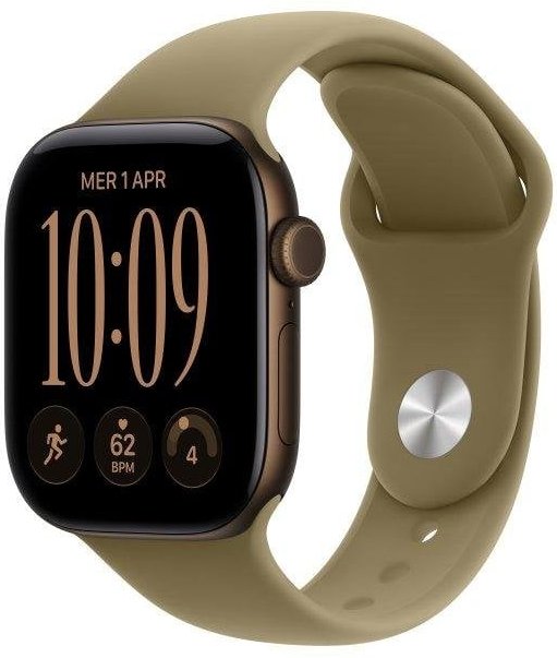 Apple Watch Series 12 GPS 42mm Caja de Aluminio Bronce Oscuro con Correa Deportiva Oliva S/M