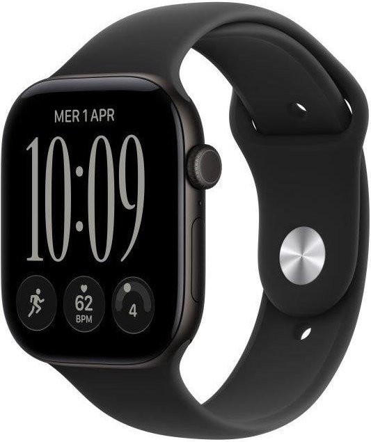 Apple Watch Series 12 GPS 46mm Caja de Aluminio Negra con Correa Deportiva Negra S/M