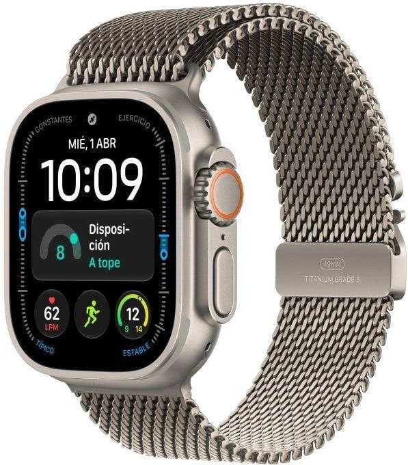Apple Watch Ultra 4 GPS + Cellular 49mm Caja de Titanio Natural con Correa Milanese Loop Titanio M/L