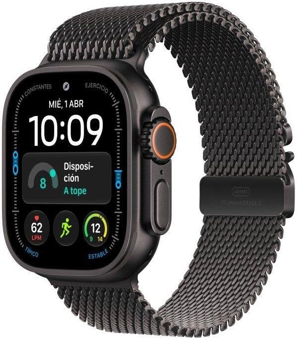 Apple Watch Ultra 4 GPS + Cellular 49mm Caja de Titanio Negra con Correa Milanese Loop Negra M