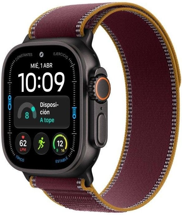 Apple Watch Ultra 4 GPS + Cellular 49mm Negra con Correa Loop Trail Burdeos M/L