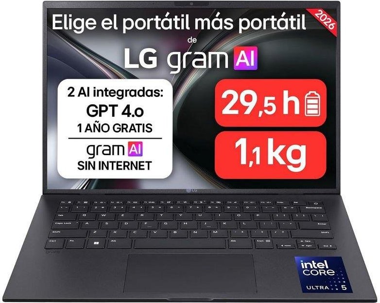 Portátil LG gram 14ZB90S 14" Intel Core Ultra 5 115U 16GB 512GB SSD Arc FreeDOS