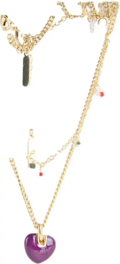 Floral Pattern Beads Heart Pendant Necklace Set Women 24 Colours