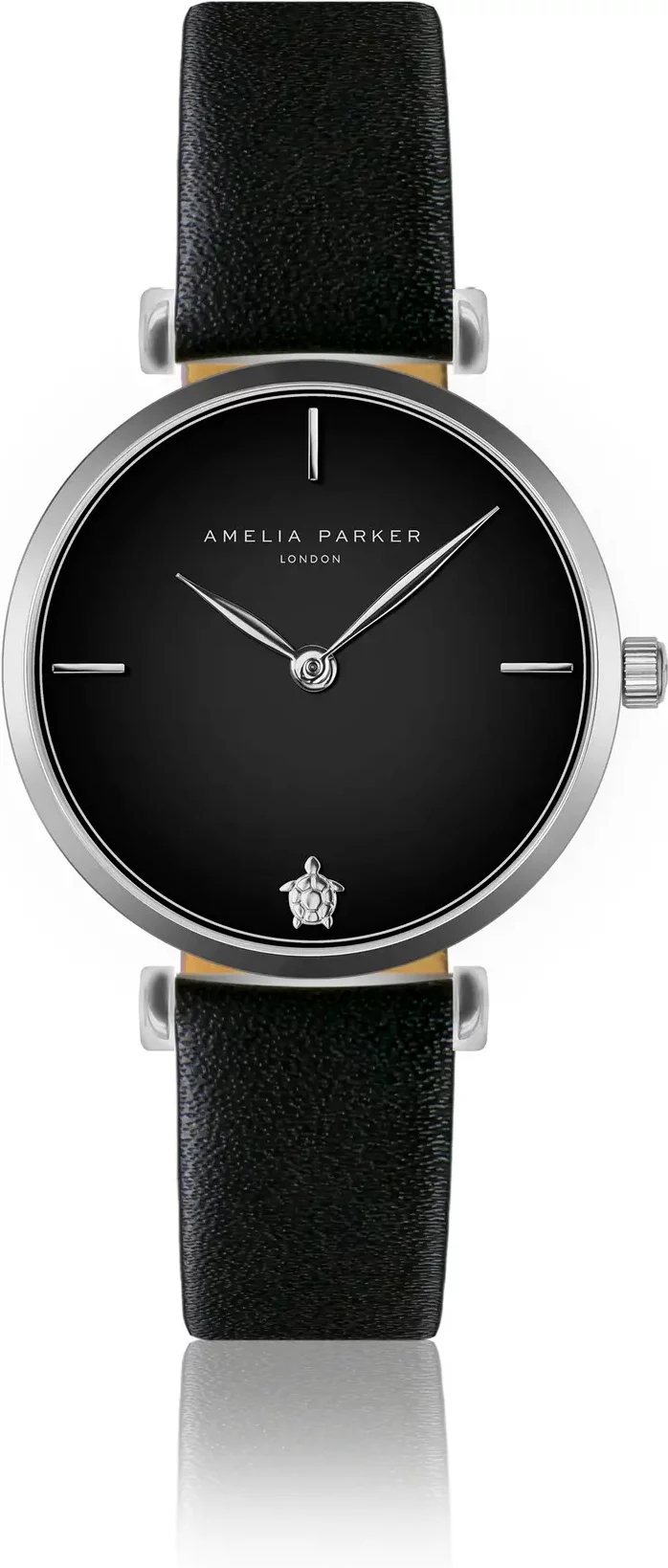Leather watch woman Amelia Parker Night Shore Black