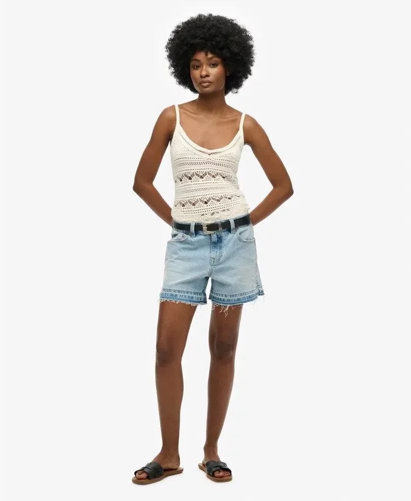 Mid-rise frayed shorts for women Superdry