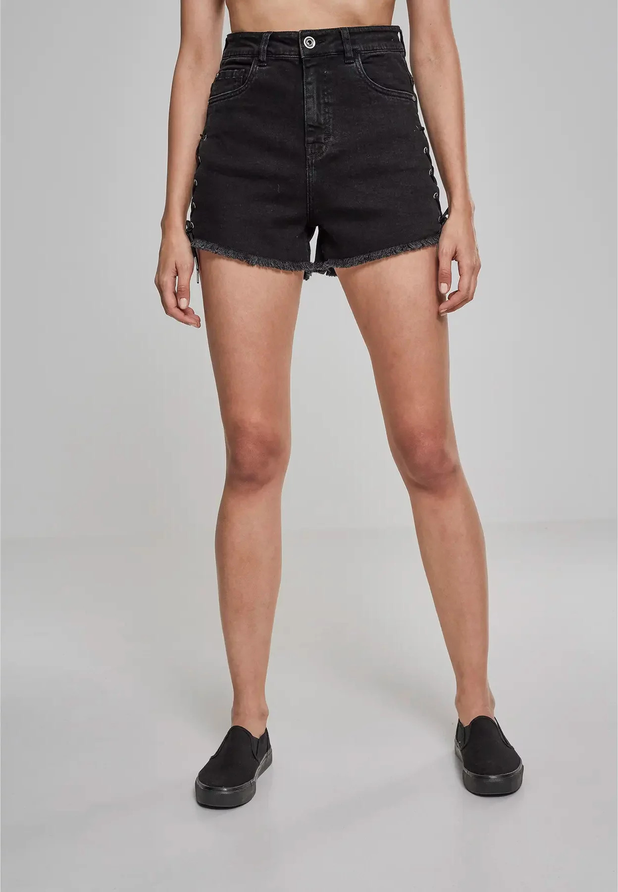 Women's Urban Classic waist denim lace up shorts