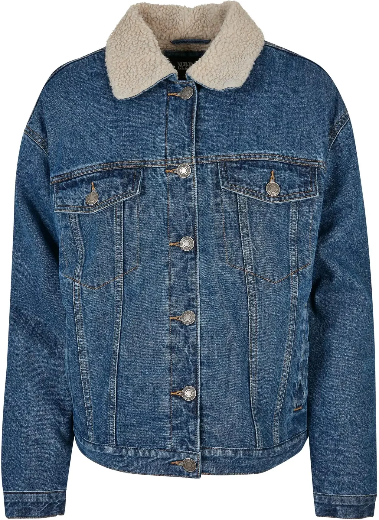 Denim jacket with oversized sherpa collar Urban Classics