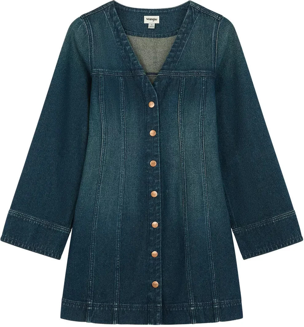 Women's long sleeve denim dress Wrangler Saloon Shadow