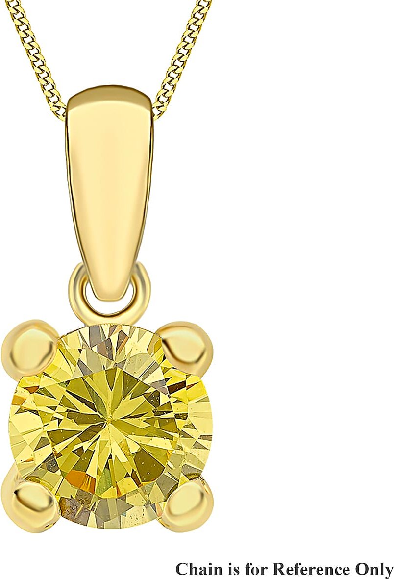 9K Yellow Gold A Cubic Zirconia Pendant 0.75 ct, Gold Wt. 0.2 Gms 0.750 Ct.