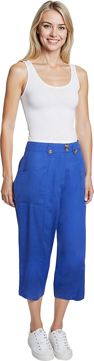 Charlotte West Linen Woven Jean and Pant-Trouser - Dazzling Blue