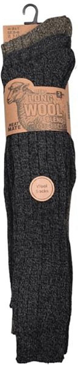 HeatMate Pack of 3 Mens Wool Blend Boot Socks (Fits 6-11) - Navy & Multicolour