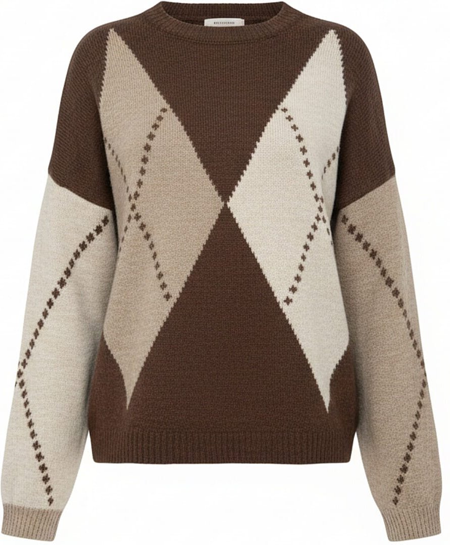 Misumi Argyle Detail Knit Jumper (One Size 8-18) - Chocolate