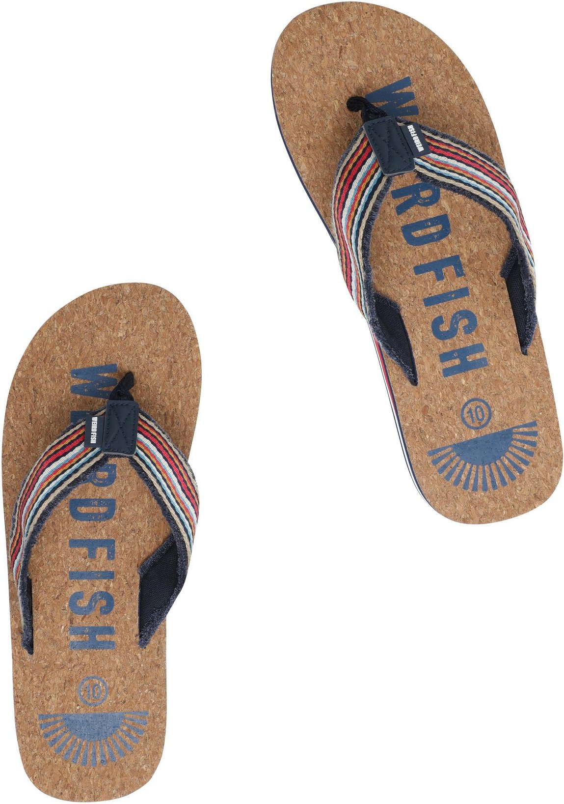 Weird Fish Englewood Cork Flip Flops Dark Blue Size 11
