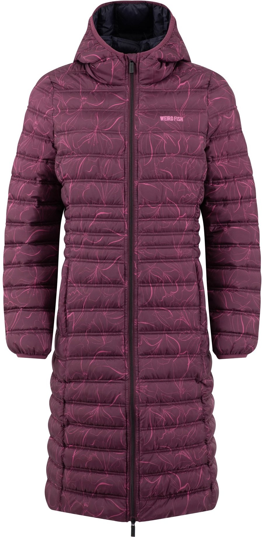 Weird Fish Iryssa Lightweight Padded Mid-Line Hooded Jacket Raisin Size 12