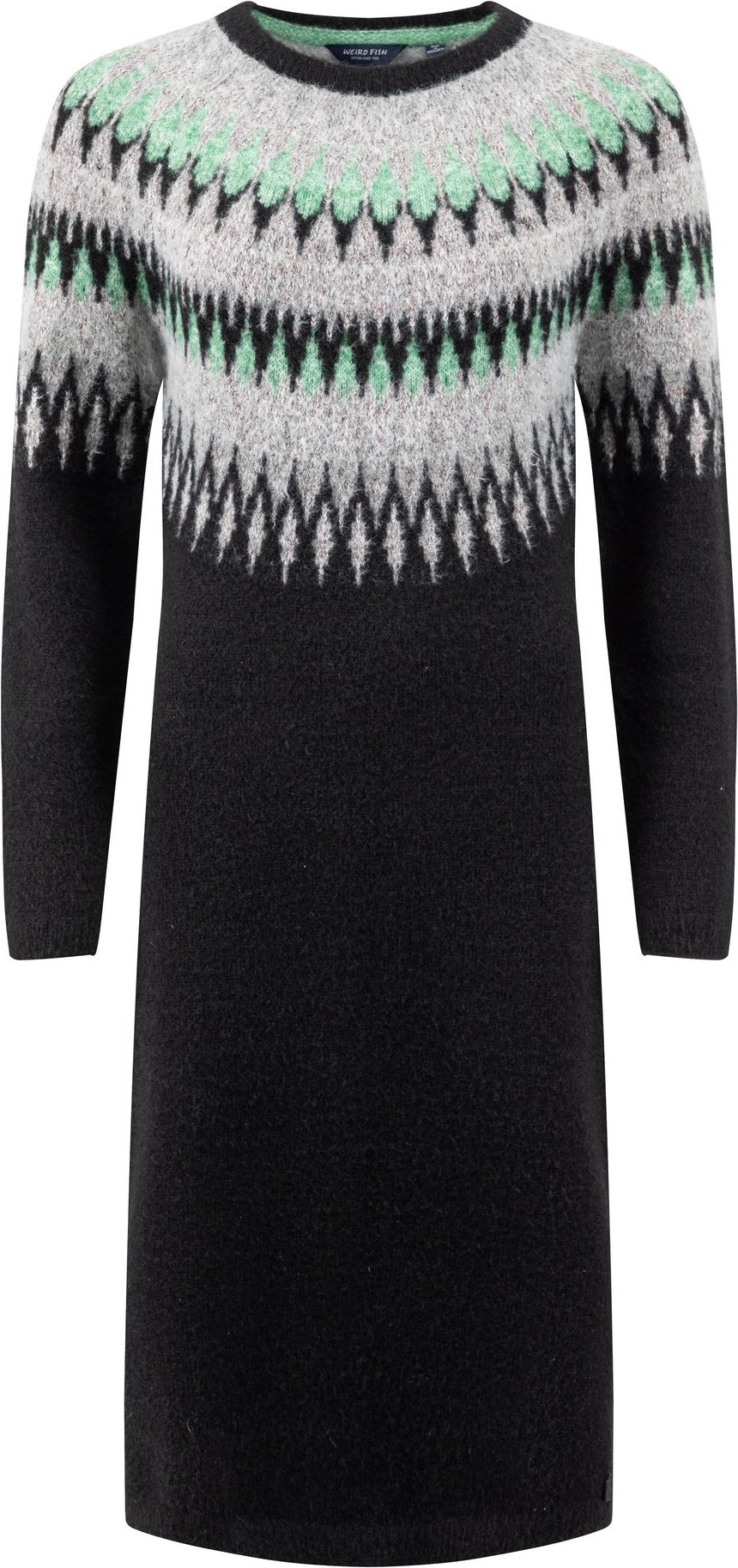 Weird Fish Amren Fair Isle Sparkle Knitted Dress Black Size 14
