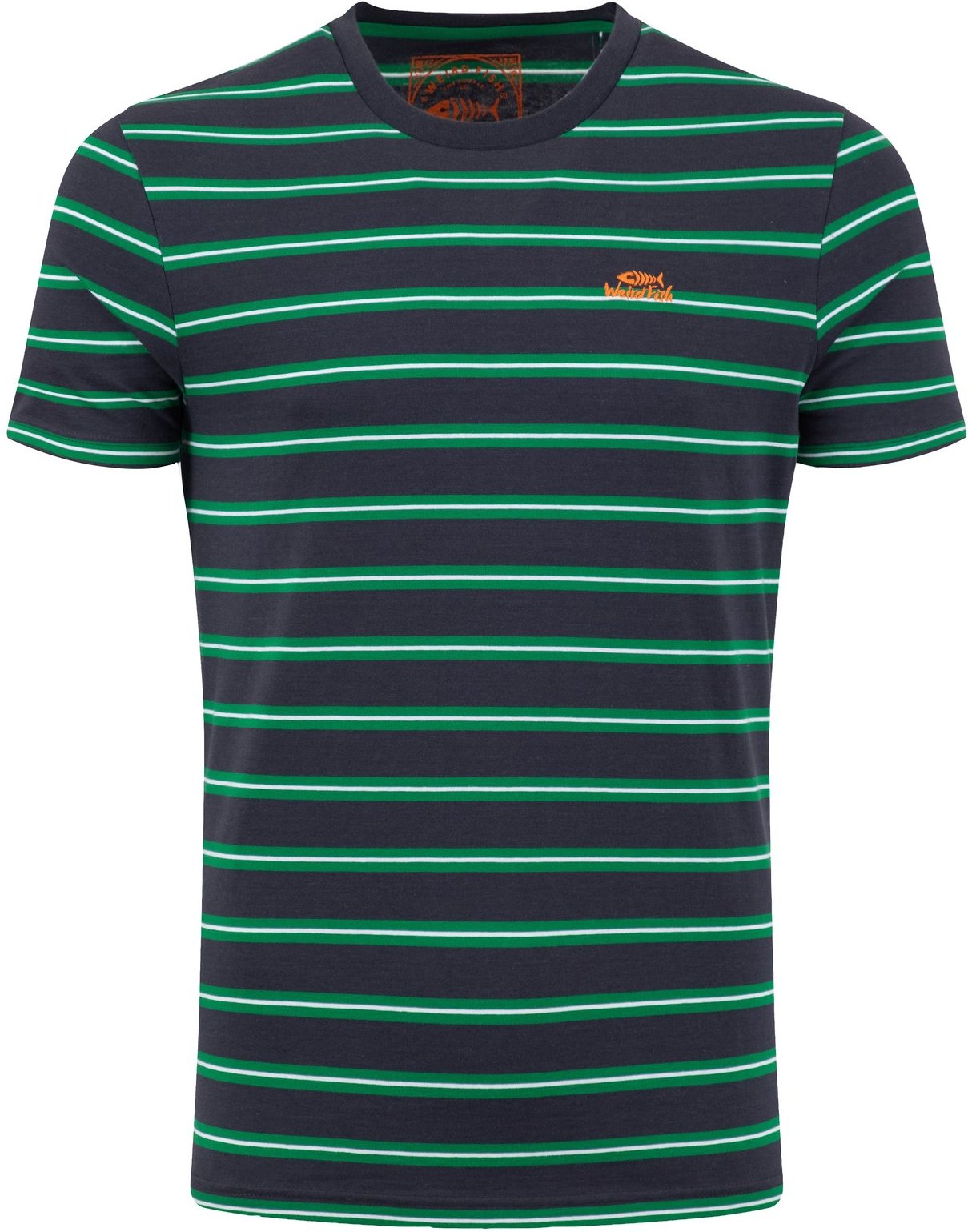 Weird Fish Finn Striped Branded T-Shirt Heritage Green Size 3XL