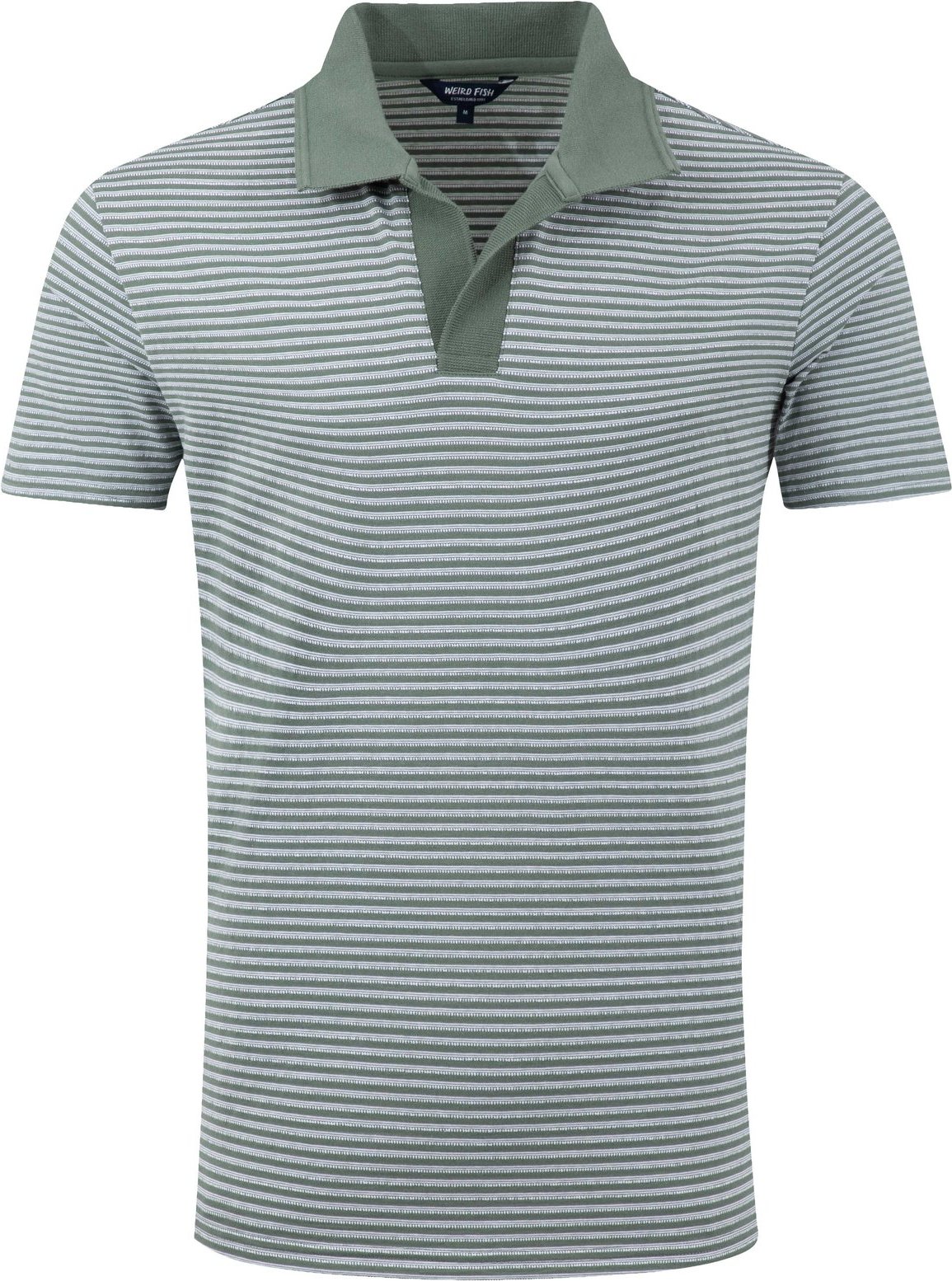 Weird Fish Virgil Striped Polo Shirt Woodland Sage Size M