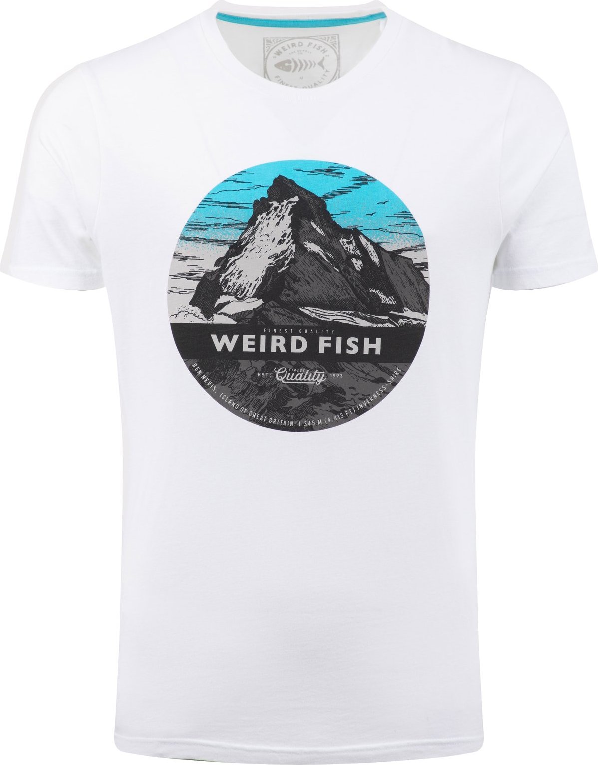 Weird Fish Mountain Top Front Print Graphic T-Shirt Dusty White Size M