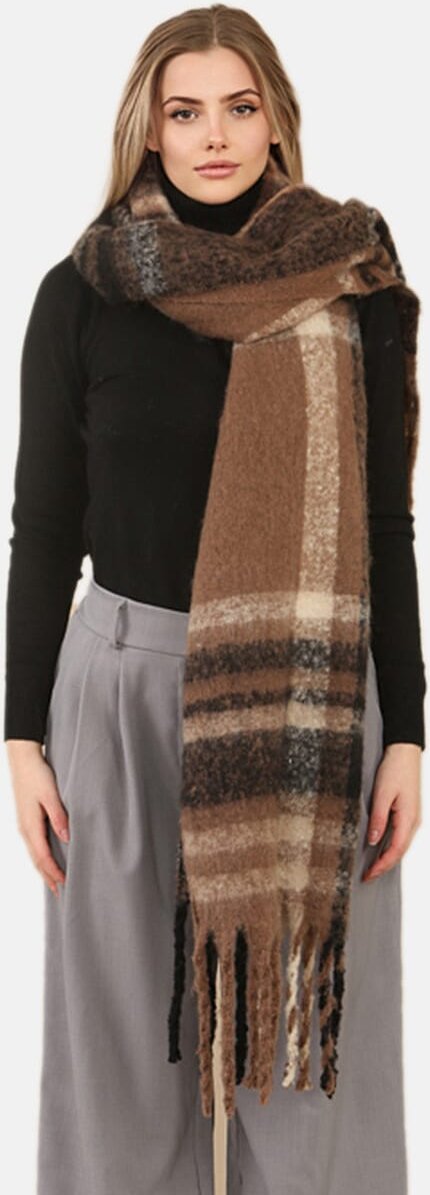 BRAND NEW LAUNCH - Heat Machine Checkered Scarf - Brown & White