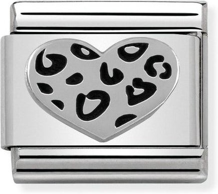 Nomination Classic Silver Leopard Print Heart Charm