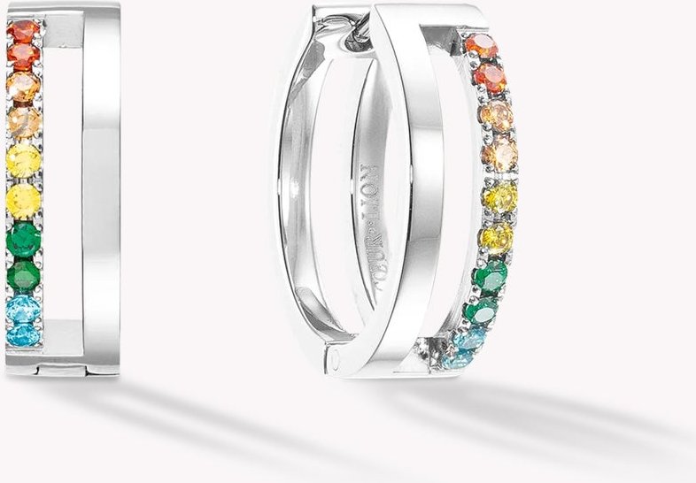 Coeur De Lion Elegance Halo Double Hoop Earrings Multicolour Crystal