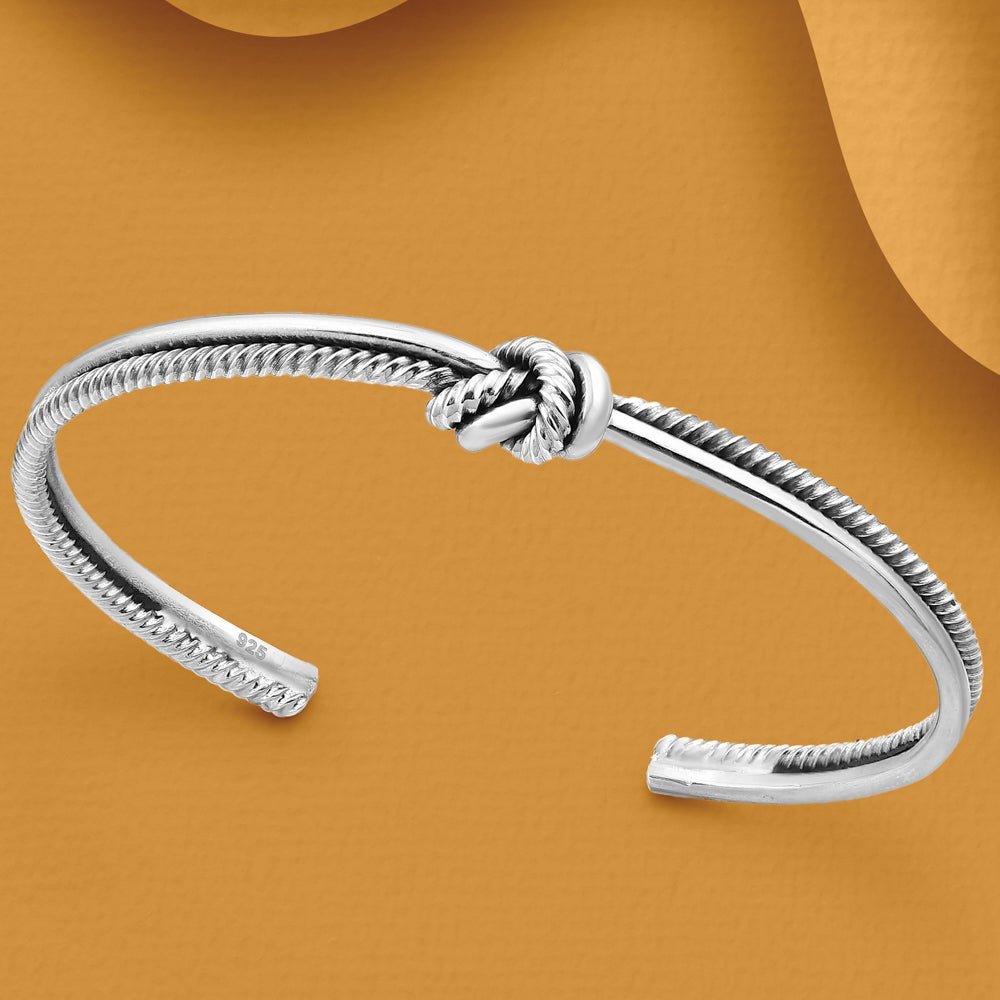 John Greed Portrait Muse Silver Knot Spiral Cuff Bangle