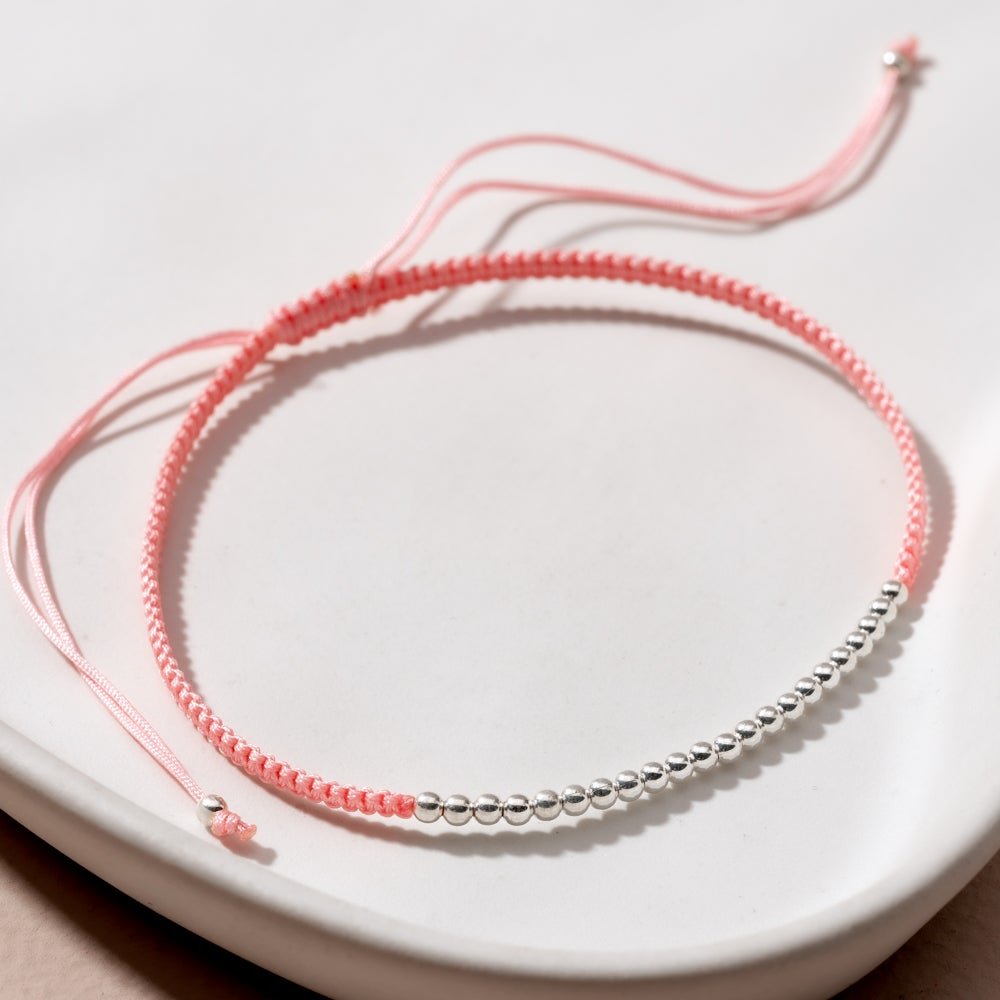 John Greed Signature Silver Pink Beaded Toggle IMERAKI Bracelet