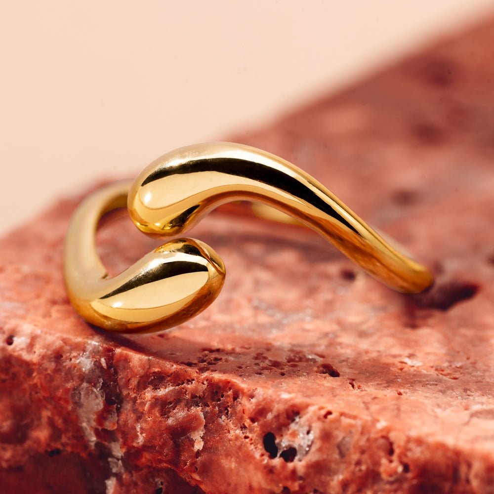 John Greed Signature Gold Plated Adjustable Droplet Wrap Ring