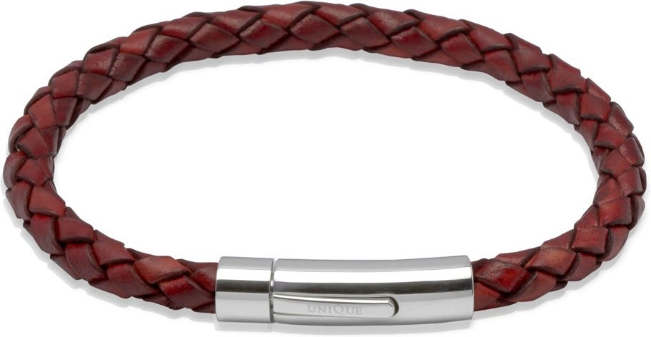 Unique Tan Woven Leather Steel Clasp Bracelet