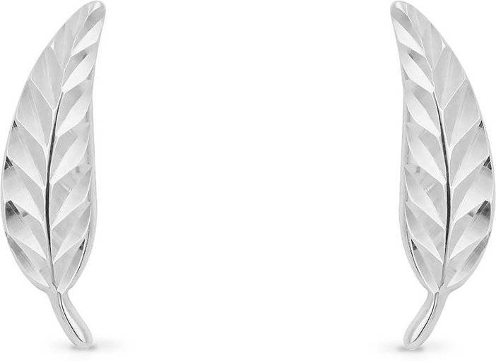 Fine Jewellery by John Greed 9ct White Gold Feather Stud Earrings