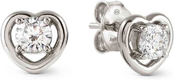 Nomination Cosmic Love Silver Heart CZ Stud Earrings