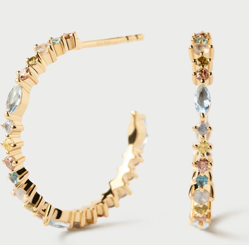 PDPAOLA Gold Plated Lotus Hoop Earrings