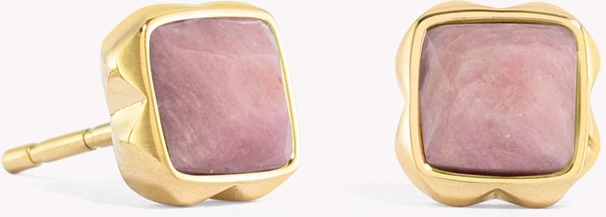 Coeur De Lion Elegance Gold Plated Earrings Rhodochrosite July Birthstone