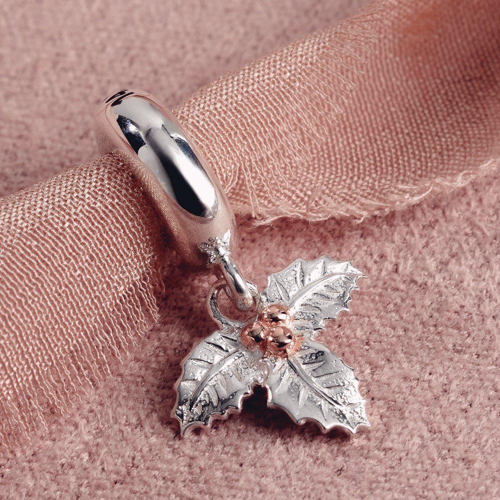 John Greed Tempest Silver Holly December Birth Flower Pendant Charm