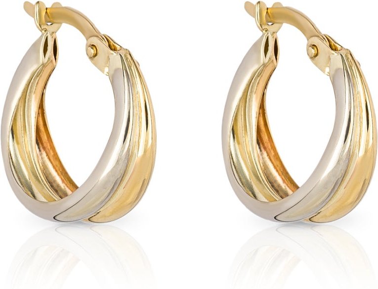 Fine Jewellery by John Greed 9ct Yellow & White Gold Double Row Hoop Earrings