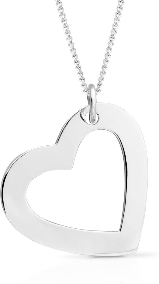 John Greed Signature Silver Heart Outline Necklace