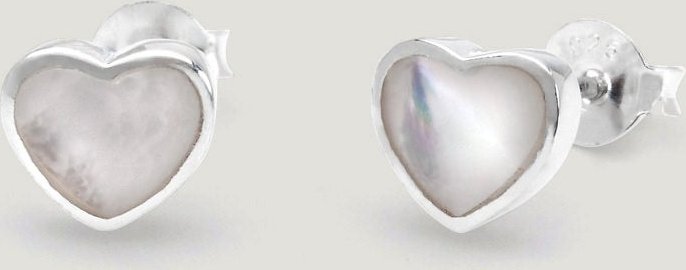John Greed CANDY Love Silver & Mother of Pearl Heart Earrings