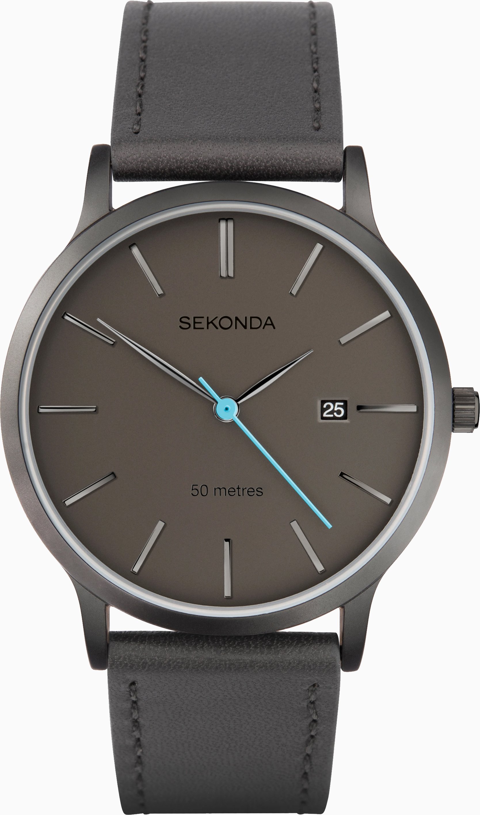 Sekonda Sekonda Bergen Men's Watch | Black Case & Leather Upper Strap with Grey Dial | 1844