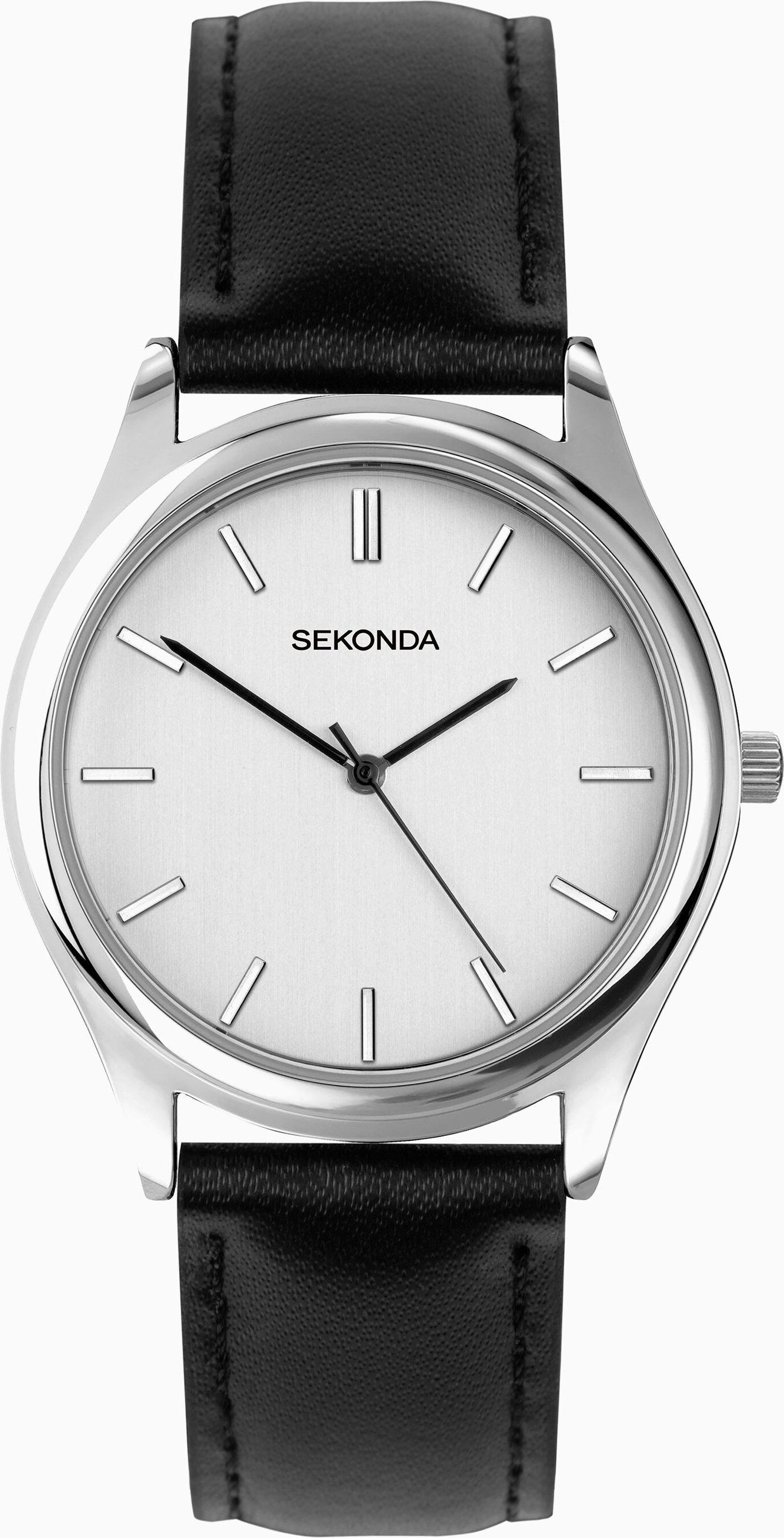 Sekonda Sekonda Evans Men's Watch | Silver Alloy Case & Black Leather Strap with Silver Dial | 30252