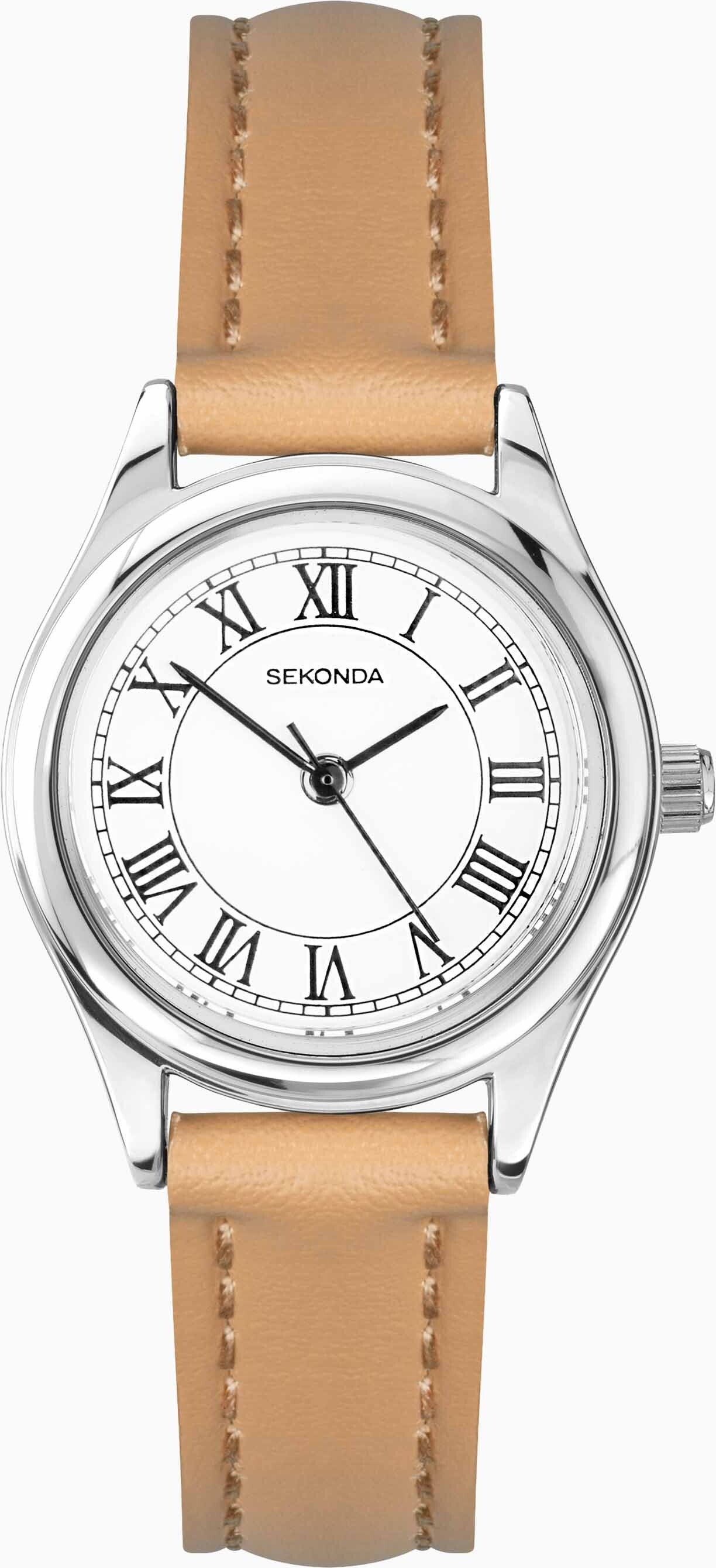 Sekonda Evans Ladies Watch | Silver Case and Tan Leather Strap | 40731