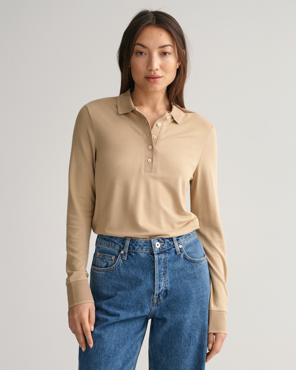 GANT Women Detail Collared Long Sleeve Polo Shirt