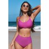 Cupshe Bikini bralette magenta à col scoop et bas à taille haute