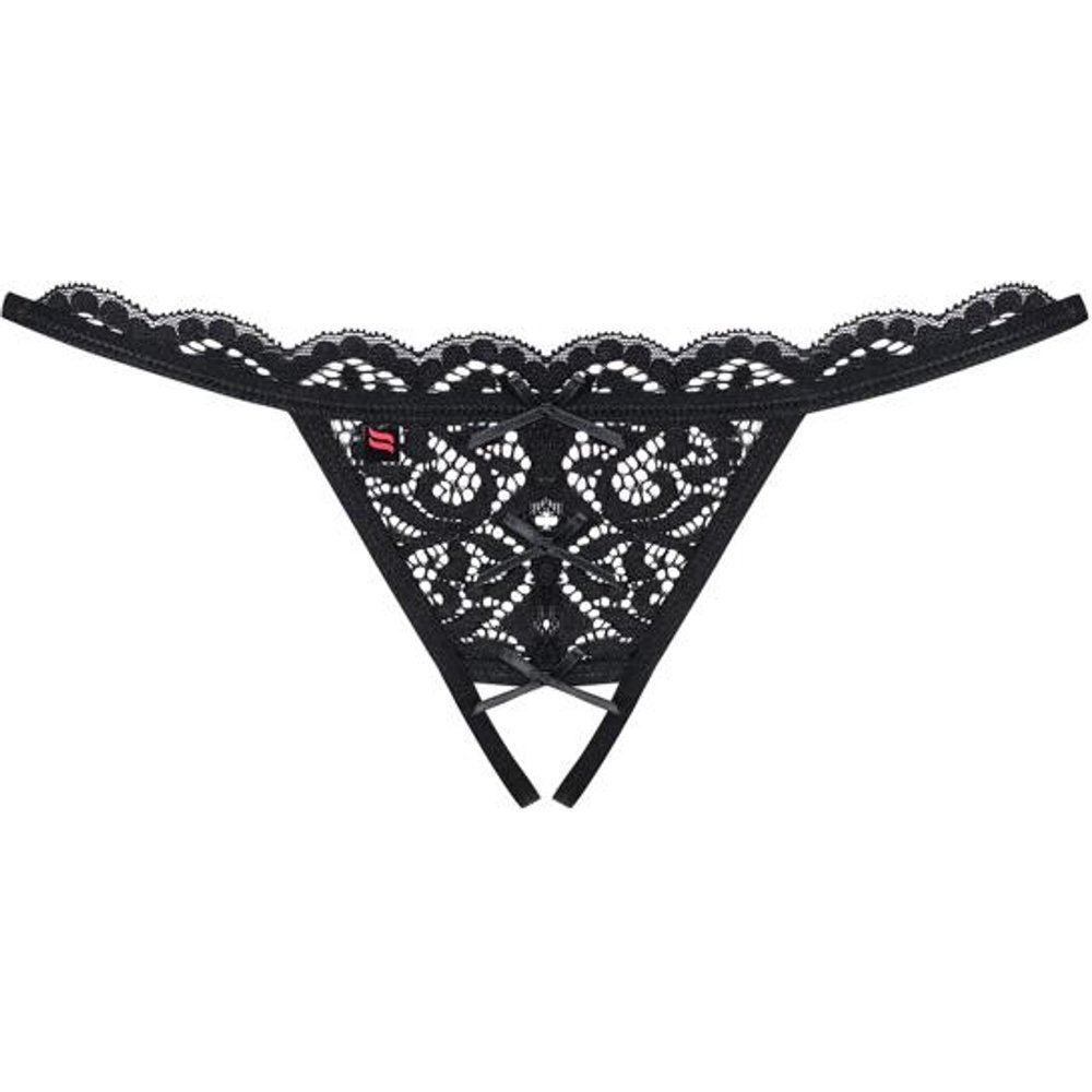 Obsessive - String en dentelle sans entrejambe - Noir