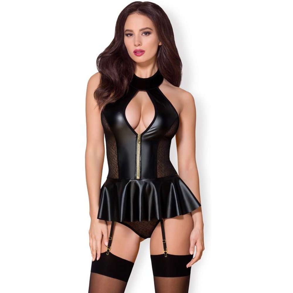 Obsessive – 859-COR-1 Corset & String – Noir