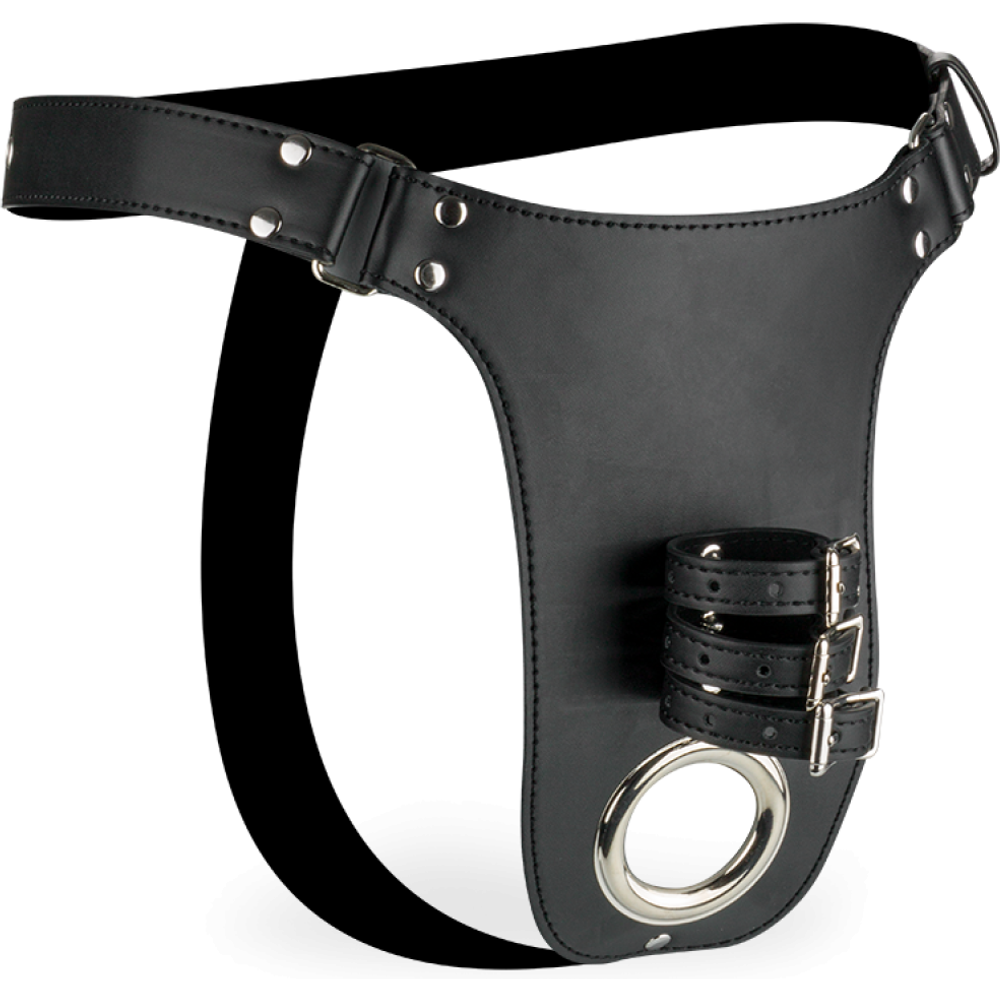 String cage de chasteté en similicuir Hold It