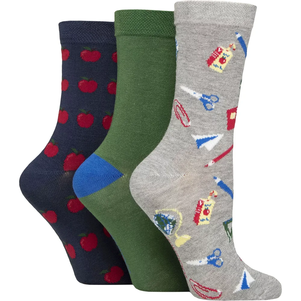 Example: 3 Pair Lazy Panda Novelty Bamboo Socks School Zone 4 8