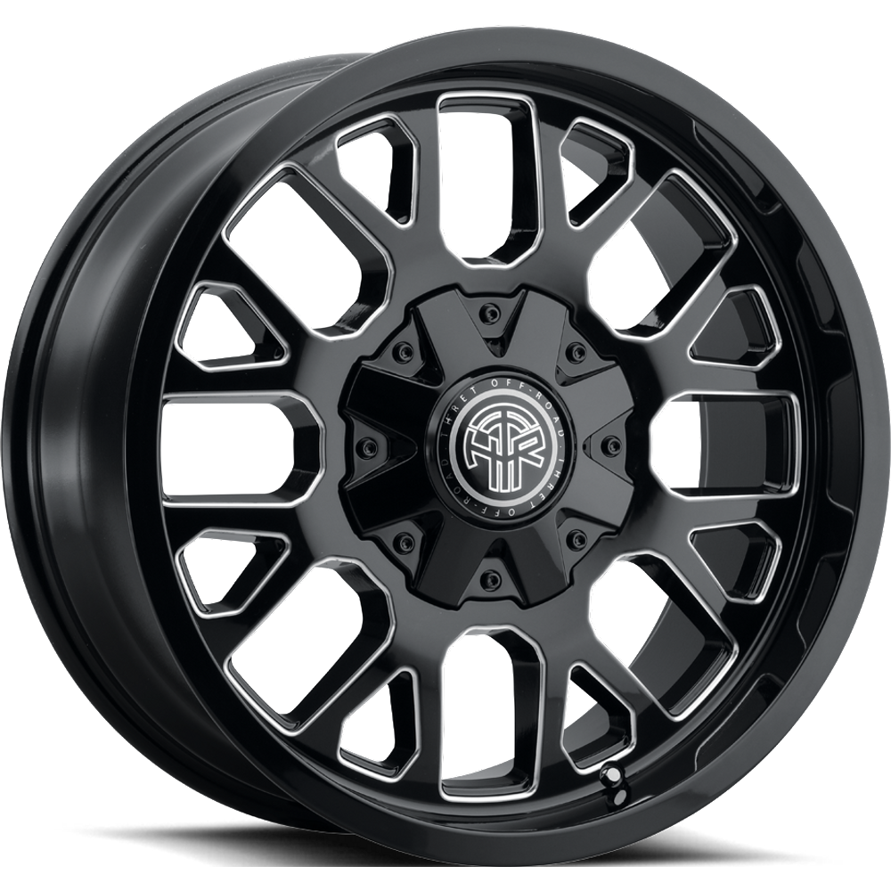 Thret Offroad Wheel Attitude Gloss Black Milled - 20x9 - 8x165.1 Bolt Pattern - 0 Offset Rims