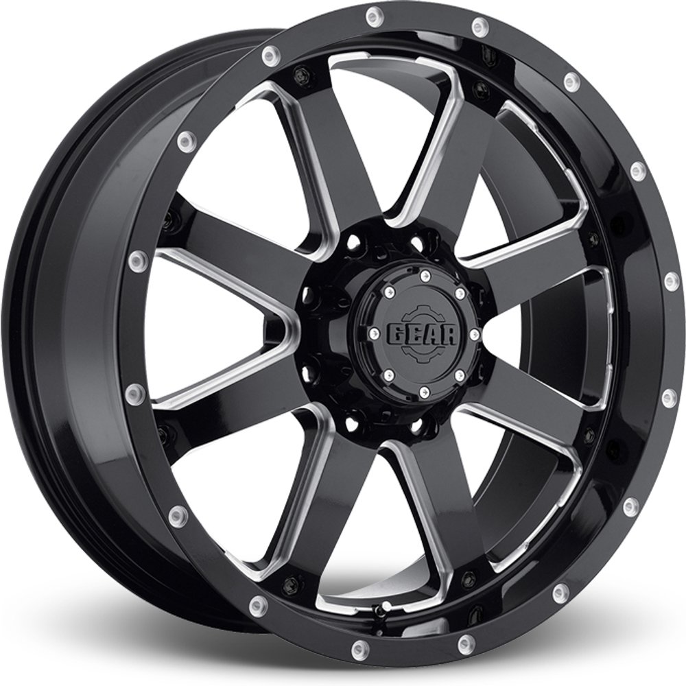 Gear Off Road Wheel 726MB Big Block Gloss Black Milled - 22x12 - 8x165.1 Bolt Pattern - -44 Offset Rims