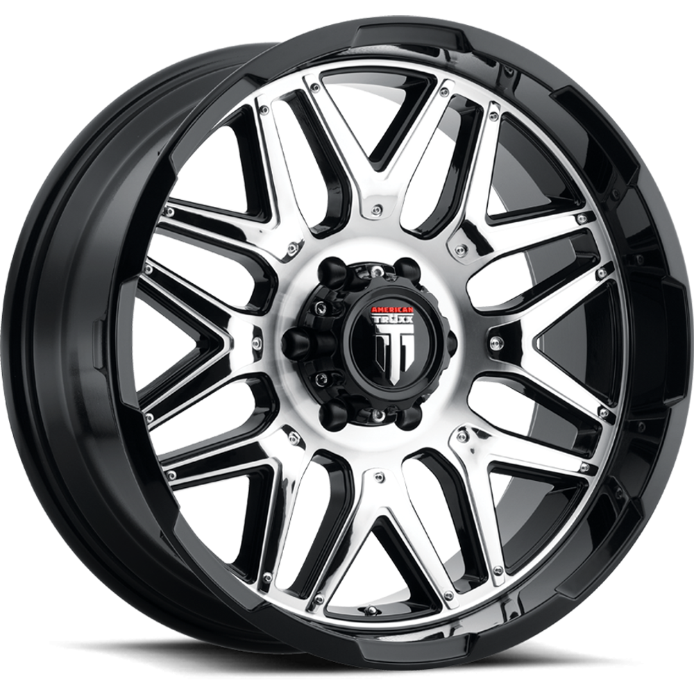 American Truxx Wheel AT151 GRIND Gloss Black Machined - 20x9 - 8x180 Bolt Pattern - 0 Offset Rims